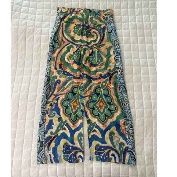 MAEVE ANTHROPOLOGIE Womens Pants 4 Rhiannon Satin Cropped Flare Bohemian Artsy - Picture 3 of 10